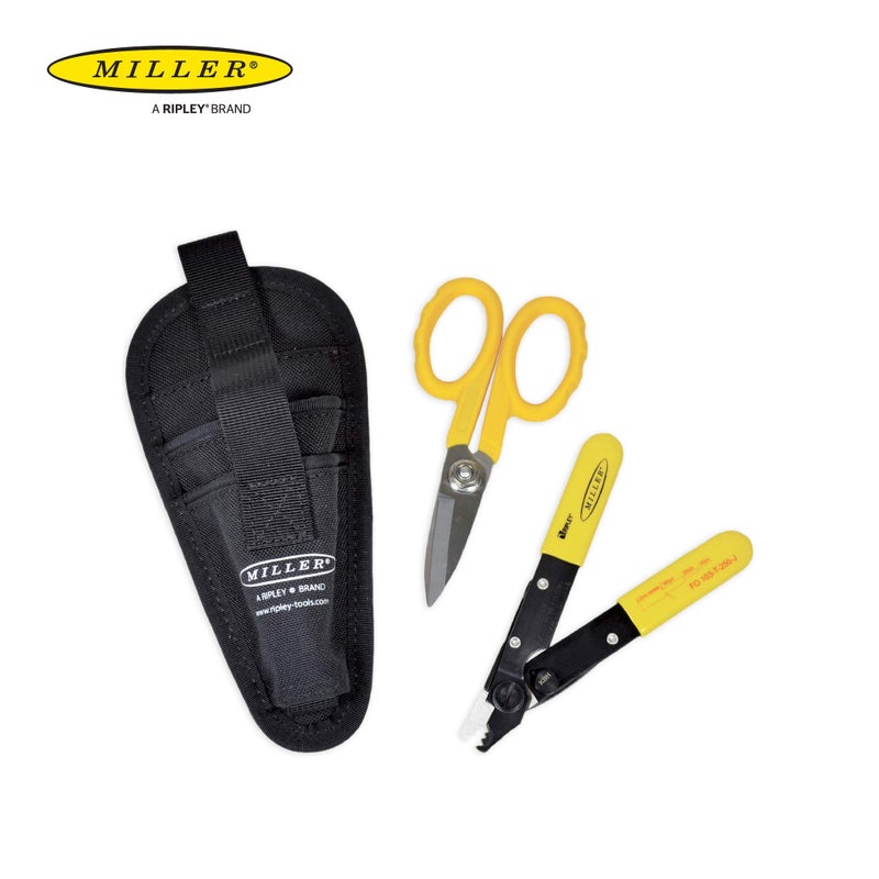 Miller MA01-7000 Kit, FO 103-T-250-J 3-Hole Fiber Optic Cable Stripping Tool and KS-1 Kevlar Scissors, Easily Portable Tool Set with Belt Clip Pouch for Professionals - Image 4